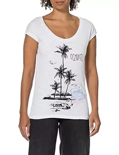 Timezone Damska koszulka z nadrukiem plażowym, biały (pure white), XS - Koszulki i topy damskie - miniaturka - grafika 1