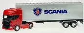 Samochody i pojazdy dla dzieci - WELLY SCANIA V8 R730 Z PRZYCZEPĄ CZERWONY 1:32 - miniaturka - grafika 1