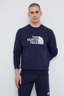 Bluzy męskie - The North Face bluza bawełniana męska kolor granatowy z aplikacją - grafika 1