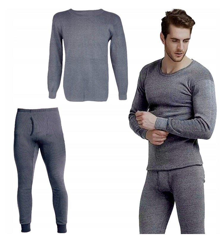 Zestaw Podkoszulek ocieplany bawełniany + Kalesony męskie 2XL/3XL SZARE