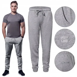 SPODNIE DRESOWE męskie długie sportowe MARTIN szare melanż L Pako Jeans - Dresy męskie - miniaturka - grafika 1