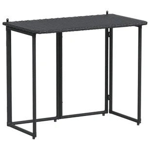 vidaXL Składany stół ogrodowy czarny 90x51x75 cm polirattan - Stoły ogrodowe - miniaturka - grafika 1