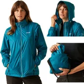 Kurtki damskie - Damska kurtka przeciwdeszczowa z kapturem Regatta RWW304 C5M turkusowy XXL - miniaturka - grafika 1