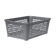 Pudła i pojemniki do przechowywania - Koszyk plastikowy Sierra 36,5 x 26 cm srebrny - miniaturka - grafika 1