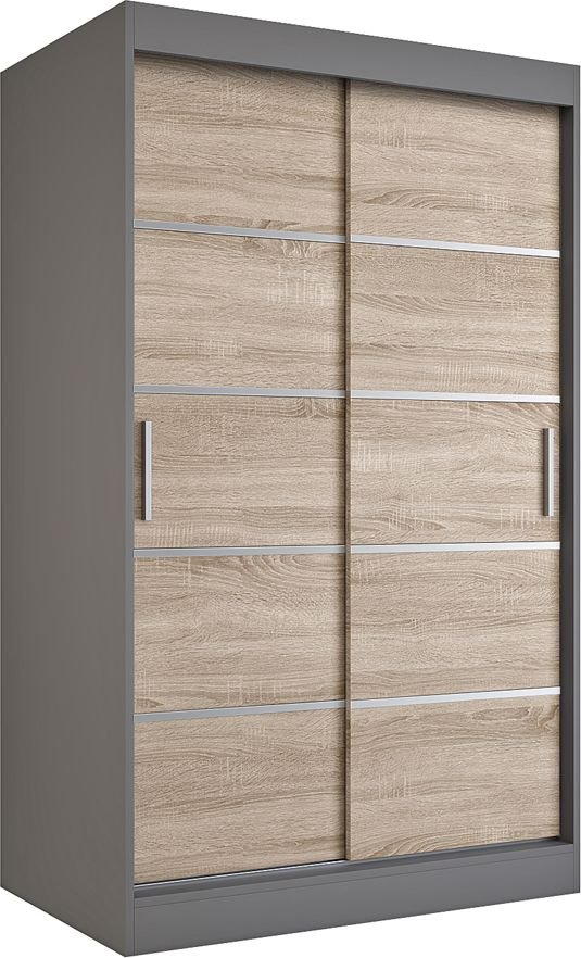 Elior Szafa przesuwna w kolorze antracyt + dąb sonoma - Livia 3X
