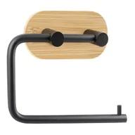 Stojaki i wieszaki na papier toaletowy - Uchwyt na papier toaletowy czarny/drewno - miniaturka - grafika 1