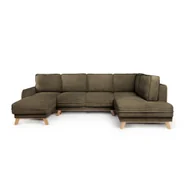 Narożniki - Zielony sztruksowy rozkładany narożnik (prawostronny/w kształcie litery U) Tori – Bonami Selection - miniaturka - grafika 1