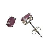 Kolczyki - ankabizuteria.pl Kolczyki srebrne z naturalnym rubinem owalne - miniaturka - grafika 1