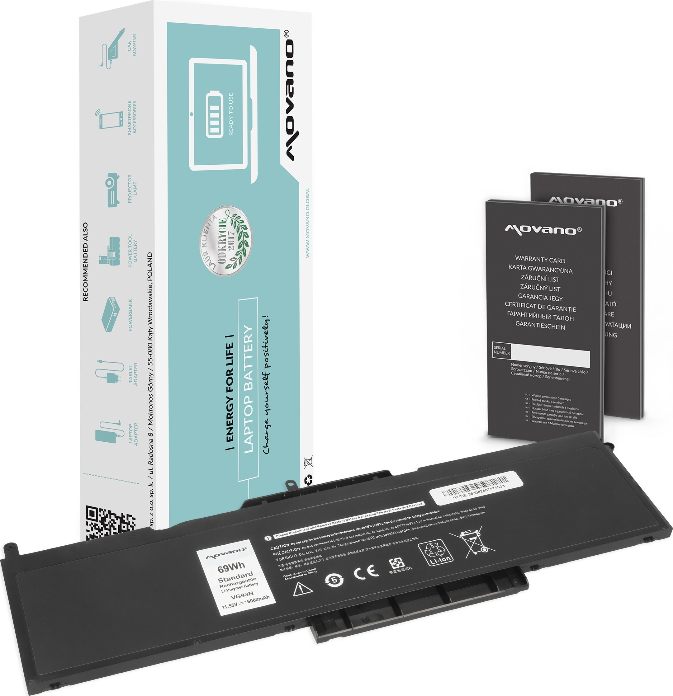 Bateria Movano Bateria Movano do Dell Latitude 15 5580, Precision 3520, 3530