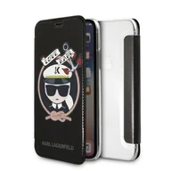 Etui i futerały do telefonów - Karl Lagerfeld KLFLBKPXKSB iPhone X/Xs czarny/black bookcase Signature Glitter - miniaturka - grafika 1