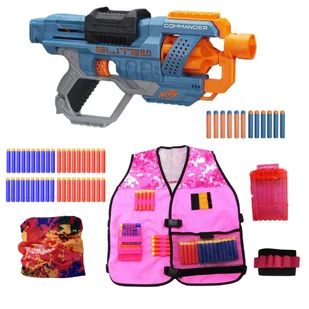 Nerf Elite 2.0 Commander E9485 + różowa kamizelka zestaw dla dziewczynek GIRL POWER - Zabawki militarne - miniaturka - grafika 1