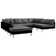 Sofy i kanapy - Sofa modułowa czarno-ciemnoszara z ekoskóry - Basket - miniaturka - grafika 1