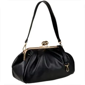 Torebki damskie - Torebka retro skóra naturalna Z dużymi kulkami Borse in Pelle czarna - miniaturka - grafika 1