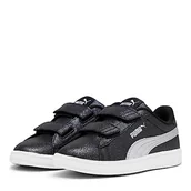 Trampki damskie - PUMA Damskie trampki Smash 3,0 L Glitter Velcro V Ps, Puma Czarny PUMA Srebrny PUMA Biały, 12 UK Child - miniaturka - grafika 1