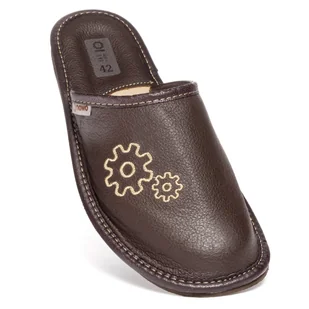 Kapcie męskie pantofle domowe klapki skóra naturalna - Kapcie męskie - miniaturka - grafika 1