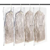 Pokrowce na ubrania - Worki Próżniowe Do Ubrań Wiszących 135x70 cm Zestaw 4 Sztuki Przezroczyste - miniaturka - grafika 1