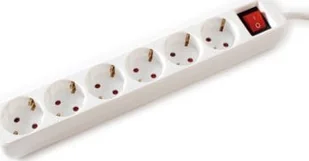 Kabel zasilający Value VALUE 6-drożna listwa zasilająca z wyłącznikiem, biała, 1,5 m - Kable - miniaturka - grafika 1