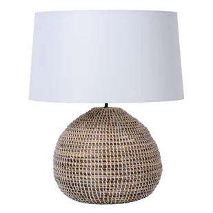 Naturalna lampa stołowa Maduka 10550/81/43 Lucide len czarna beżowa biała - Lampy stojące - miniaturka - grafika 1