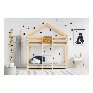 Łóżko piętrowe w kształcie domku z drewna sosnowego Adeko Mila DMP, 80x180 cm - Łóżka dla dzieci i młodzieży - miniaturka - grafika 1