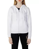 Bluzy damskie - Armani Exchange Bluza damska Studded Icon Zip Up Hooded, biały (Optic White), L - miniaturka - grafika 1