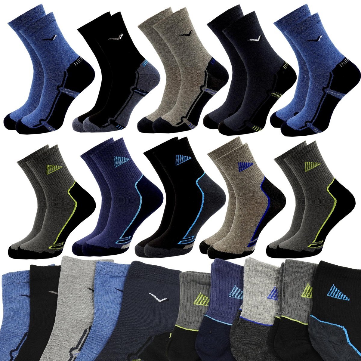 10 x SKARPETY MĘSKIE SPORTOWE DŁUGIE ZA KOSTKE BAWEŁNIANE SKARPETKI 40/43