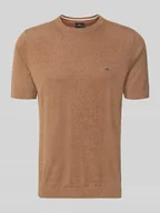 Koszulki męskie - męski t-shirt o kroju regular fit z mieszanką lnu i bawełny w imitacji dzianiny - miniaturka - grafika 1