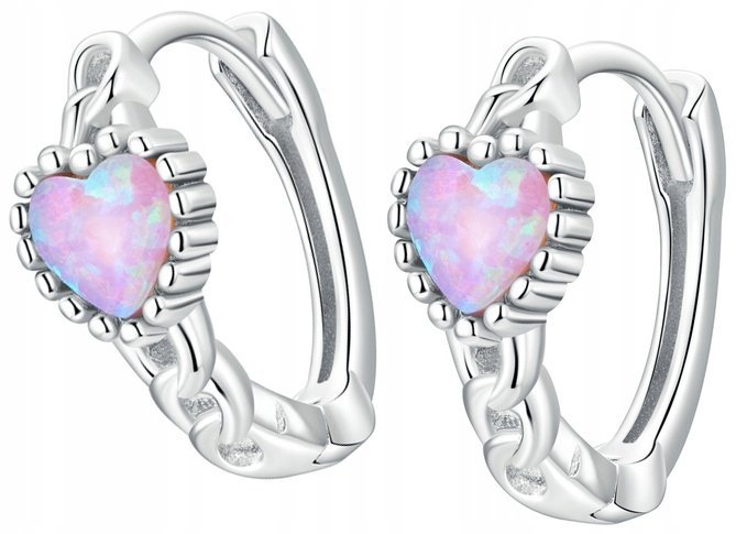 Kolczyki Srebrne Kolczyki Kółka Serce Srebro 925 Kolczyki Trusky