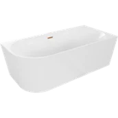 Wanny - Mexen Mia wanna wolnostojąca narożna prawa 140 x 75 cm, biała, przelew miedź szczotkowana - 52691407500P-65 - miniaturka - grafika 1