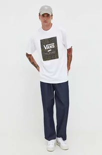 Vans t-shirt bawełniany kolor biały z nadrukiem - Koszulki męskie - miniaturka - grafika 1