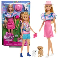 Lalki dla dziewczynek - Barbie Stacie Na Ratunek Lalki Siostry Na Wycieczce Z Pieskami 2 Pak + Akcesoria - miniaturka - grafika 1