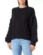 Swetry damskie - Wrangler Damski sweter z okrągłym dekoltem Cable Knit​, czarny, M - miniaturka - grafika 1