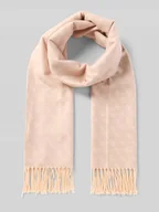 Apaszki i szaliki damskie - Szal z mieszanki wiskozy ze wzorem z logo i frędzlami - miniaturka - grafika 1