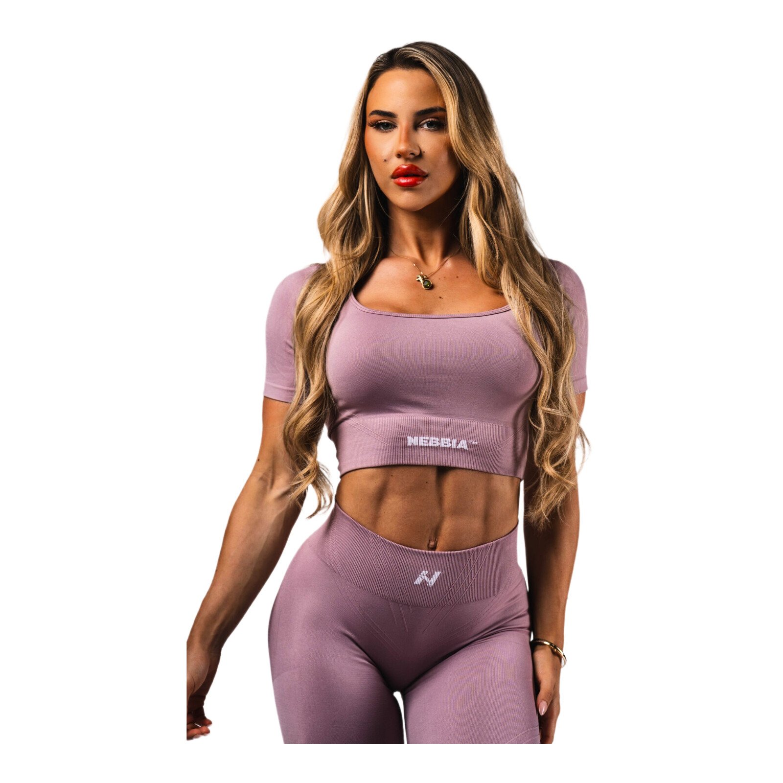 Damski podkoszulek Nebbia Flow Seamless Shaping Crop Top 499 PINK XS