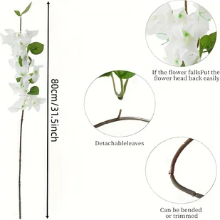 TEMU 4 sztuki sztucznych kwiatów Bougainvillea - 30.3" realistycznych winorośli z zielonymi liśćmi, idealne do domu, ogrodu, wesel i - idealne do - Inne - miniaturka - grafika 1