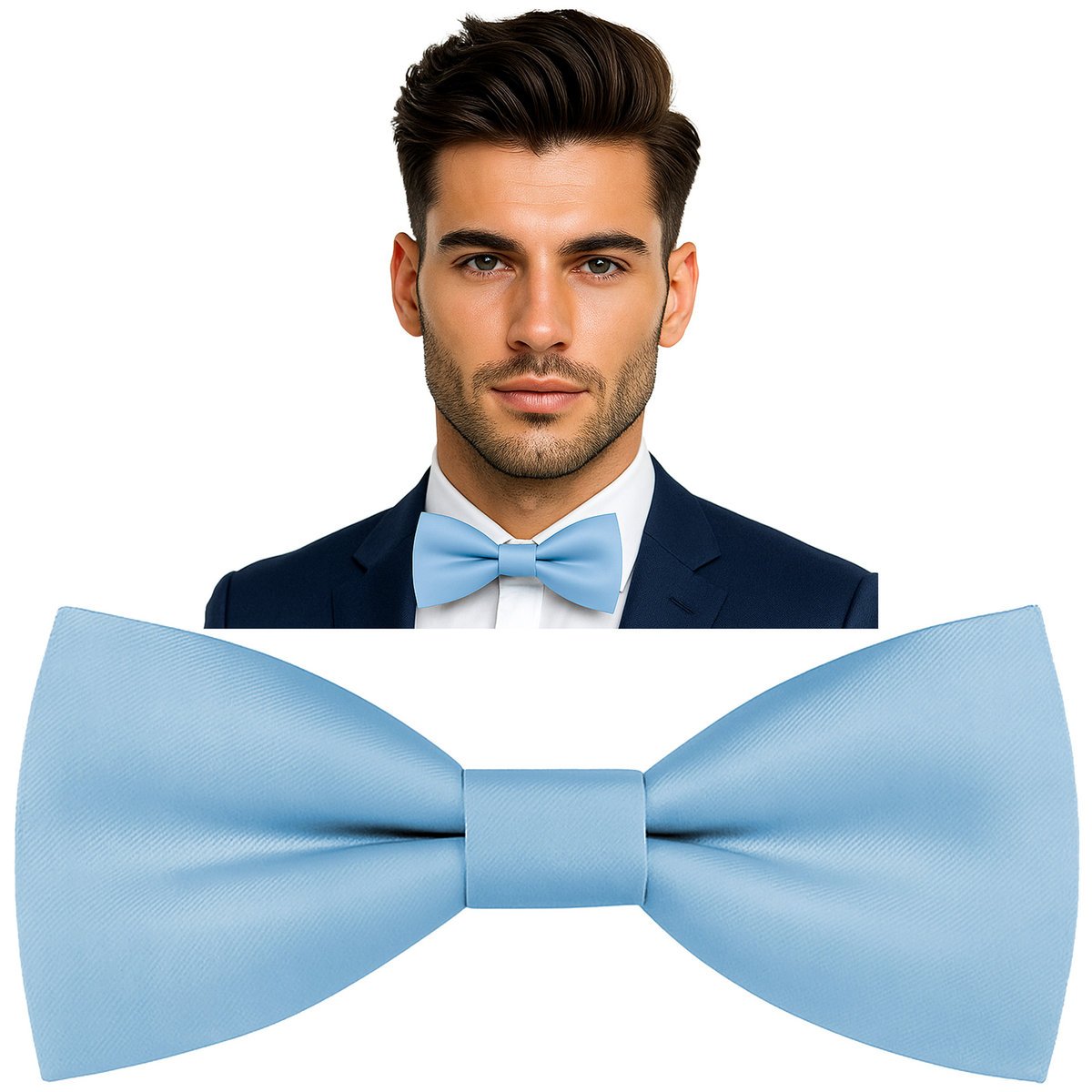 Elegancka muszka męska - JASNONIEBIESKI