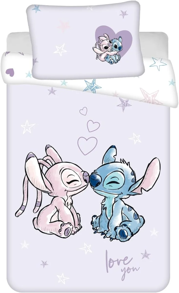 Pościel dziecięca Lilo i Stitch 100x135 cm bawełniana z poszewką 40x60