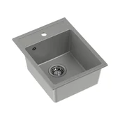 Zlewozmywaki - Zlewozmywak granitowy jednokomorowy szary Root Chef Mini, 390 x 500 x 204 mm - miniaturka - grafika 1