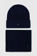 Apaszki i szaliki męskie - Tommy Hilfiger czapka i szalik z domieszką kaszmiru kolor granatowy - miniaturka - grafika 1