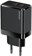 Ładowarki do telefonów - Ładowarka sieciowa Usams US-CC172 T54 2xUSB-C GaN 40W PD Fast Charging czarna (6958444902760) - miniaturka - grafika 1
