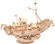 Puzzle - Robotime Drewniany Model Puzzle 3D Statek Rybacki - miniaturka - grafika 1