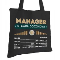 Torby i wózki na zakupy - Torba Bawełniana dla Managera Czarna Na Prezent Ekologiczna Trwały Nadruk - miniaturka - grafika 1