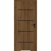 Drzwi wewnętrzne - Drzwi wewnętrzne łazienkowe podcięcie wentylacyjne Vissio 80 lewe orzech michigan i czarne aplikacje Voster - miniaturka - grafika 1