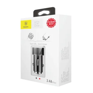 Baseus Small Screw 3.4A inteligentna ładowarka samochodowa 2x USB czarny (CAXLD-C01) - Ładowarki samochodowe - miniaturka - grafika 13