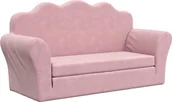 Łóżka dla dzieci i młodzieży - 2-os. sofa dla dzieci, rozkładana, różowa, miękki plusz - miniaturka - grafika 1
