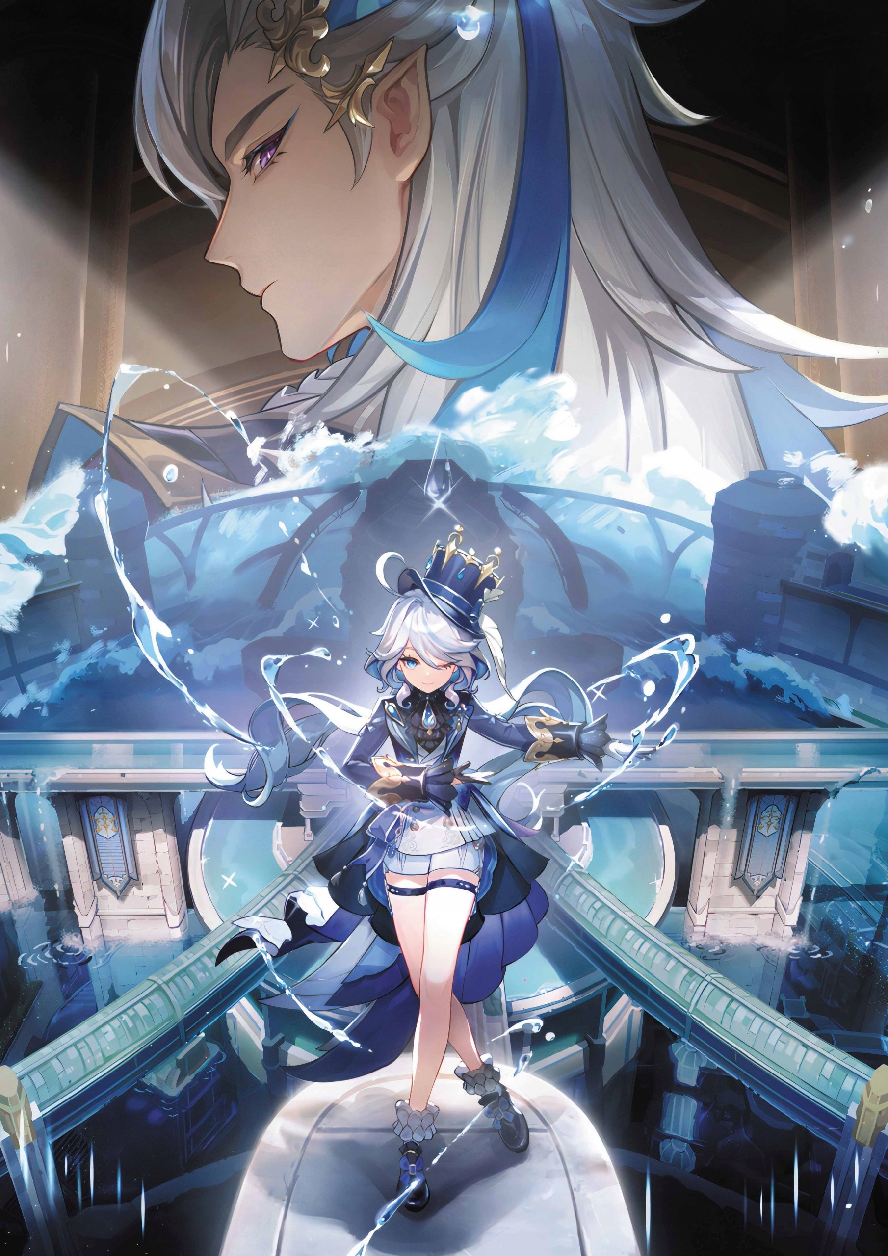 Plakat A1 Genshin Impact Anime Gra Focalors Furina Neuvillette