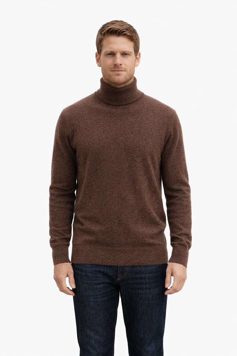 UNITED COLORS OF BENETTON BRĄZOWY SWETER Z GOLFEM Z WEŁNY L 1I3A
