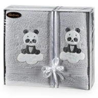 Ręczniki - Komplet ręczników Baby63 50x90 + 70x140 Panda srebrny zestaw upominkowy 450g/m2 - miniaturka - grafika 1