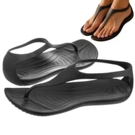 Sandały damskie - Buty na Lato Damskie Lekkie Sandały Japonki Crocs Sexi Flip Czarne r.36,5 - miniaturka - grafika 1