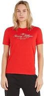 Koszulki i topy damskie - Tommy Hilfiger Damskie topy z dzianiny Reg Hilfiger Script C-nk Ss S/S, Fajerwerki, XXL - miniaturka - grafika 1