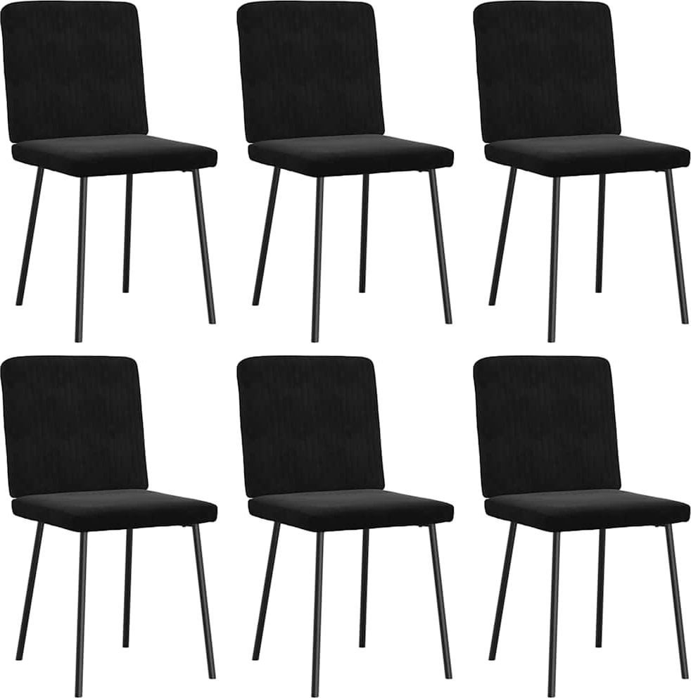 Krzesła stołowe, 6 szt., czarne, obite aksamitem